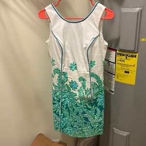 Lily Pulitzer white dress with blue and green flowers